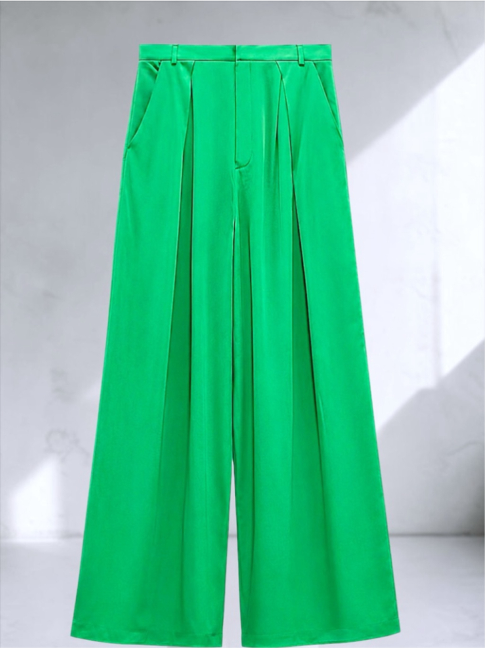 Zara Emerald Green Satin Wide Leg Trousers – Size S - Picture 8 of 12